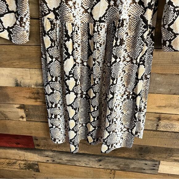 Maeve Tan Snakeskin 3/4 Sleeve Dress Size Small - Picture 6 of 8